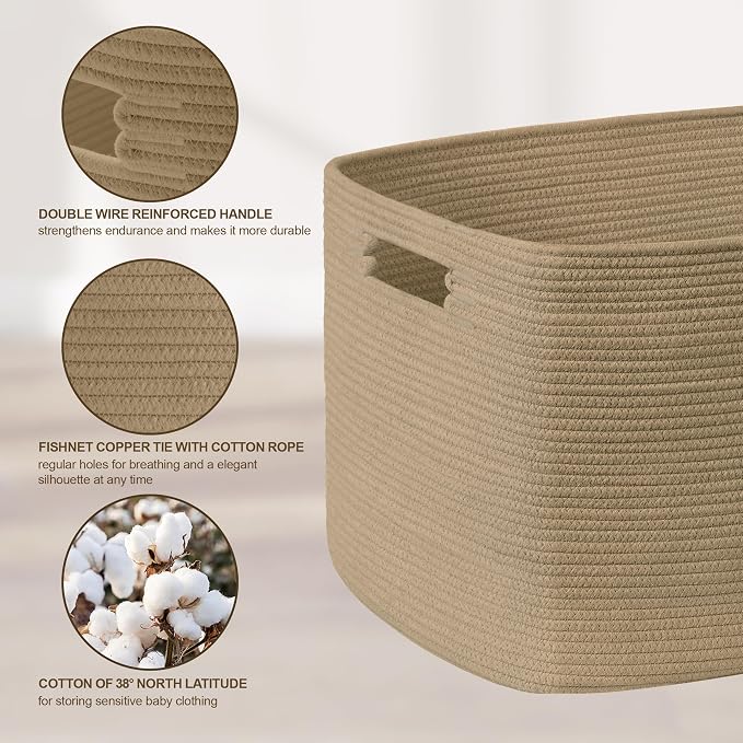 45L Small Woven Laundry Basket Hamper - Image 6