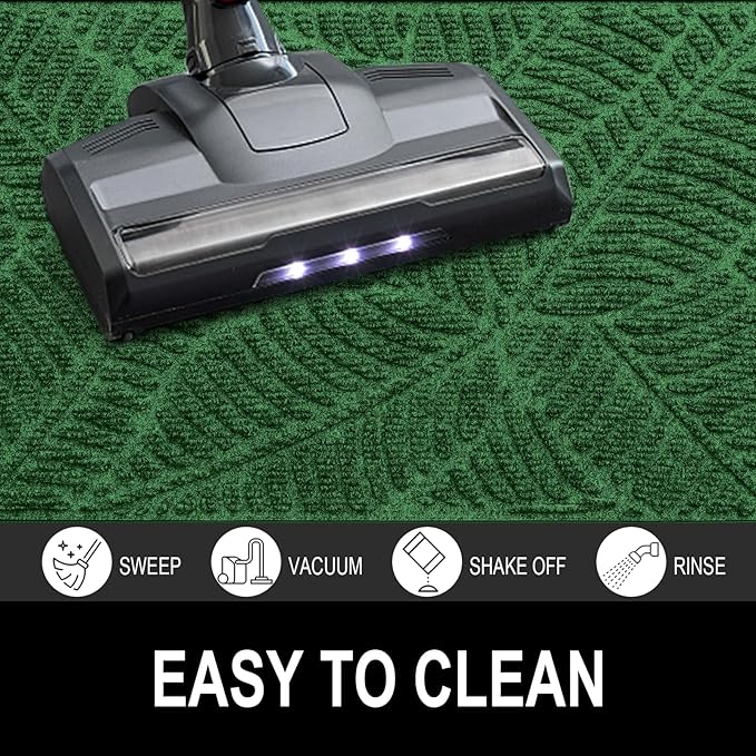 Colorxy Waterproof Doormat, Sturdy Natural Rubber Front Indoor Mat, Non Slip Low Profile Indoor Outdoor Door Mats, Stain and Fade Resistant Floor Mat, Easy Clean Patio Entrance Mat, 30''x17'', Green