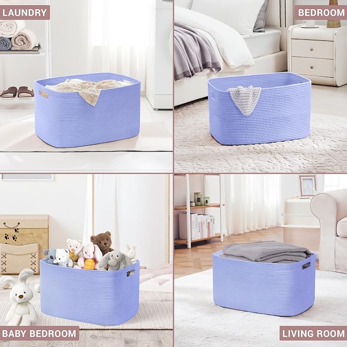 45L Small Woven Laundry Basket Hamper - Image 5