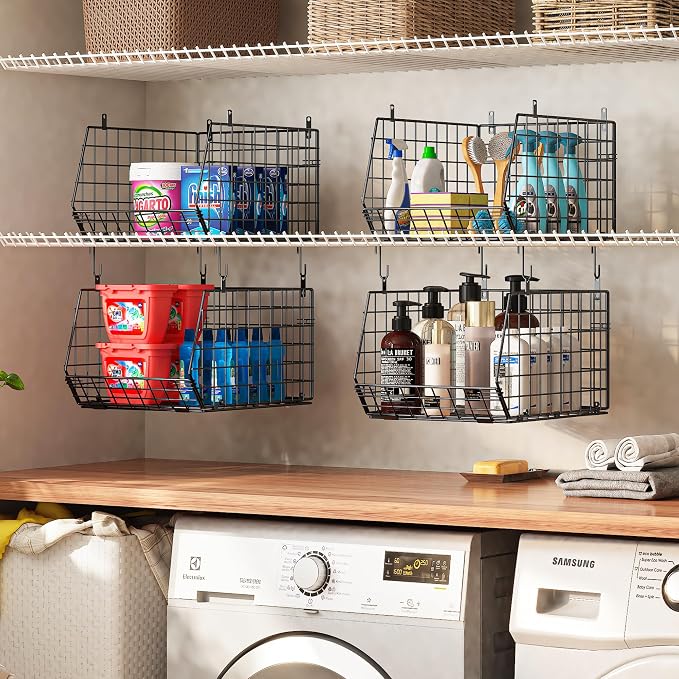 4" Extra Deeper Hanging Closet Organizers and Storage, 4 Tier Foldable Wire - Image 2