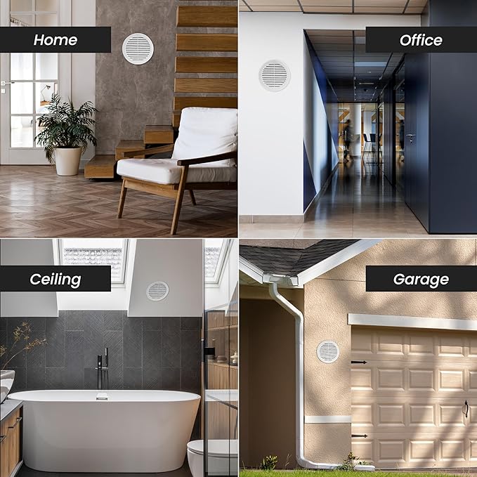 Repa Market 8 Inch (Opening) White Round Air Vent Cover - Pack of 2 Plastic Fresh Air Intake Vent - AC Cover with Nylon Mesh Screen - Wall, Ceiling HVAC Return Air Register - Modern Soffit Vents