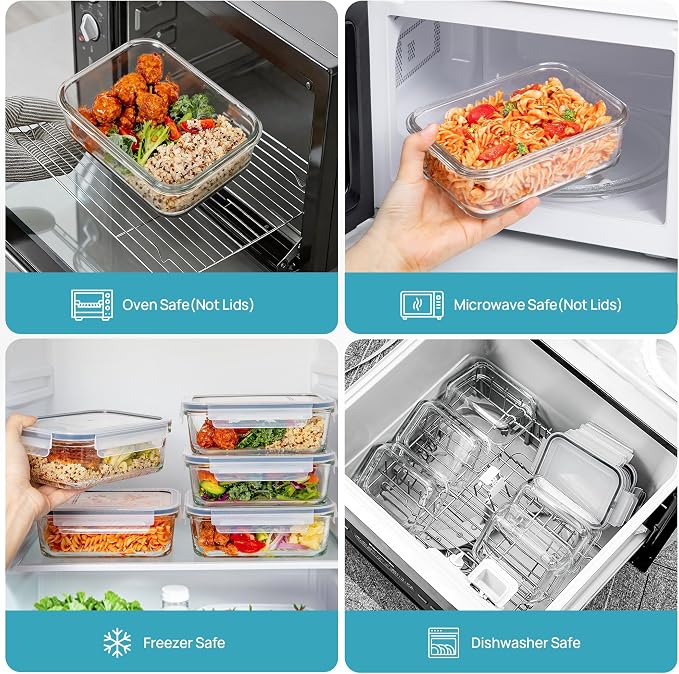 Vtopmart 5Pack 30oz Glass Meal Prep Container Sets - Image 7