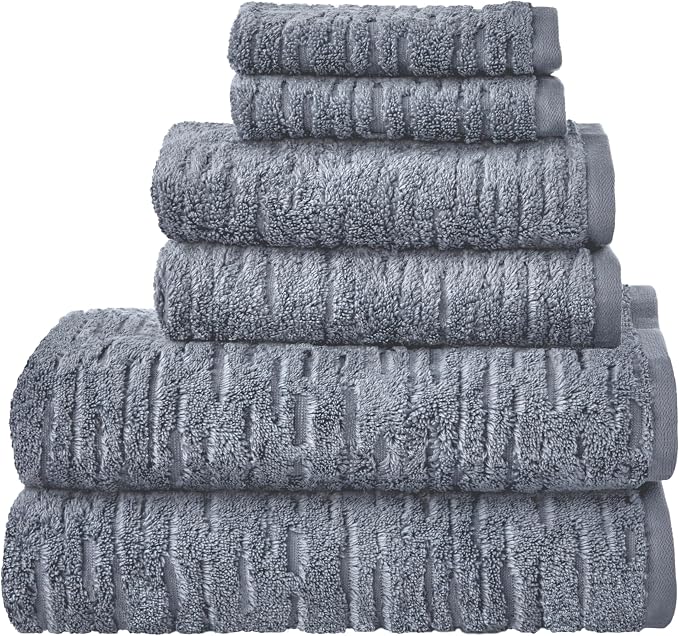 SKL Home CloudSoft Bath Towel Set, 100% Cotton Luxury, Smoke Blue | 2 Bath by SKLHomebySaturdayKnightLtd