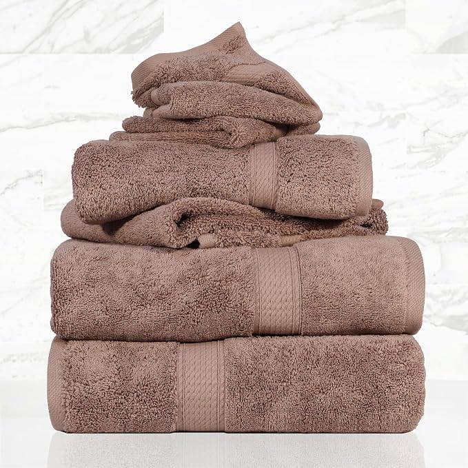 Superior Egyptian Cotton Ultra Plush & Absorbent, 6 Piece Set, Muted Mauve | by SUPERIOR