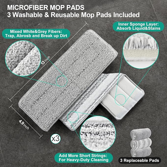 JOYMOOP Flat Mop System with Wringer Bucket, Microfiber Floor Cleaning Set - Image 8