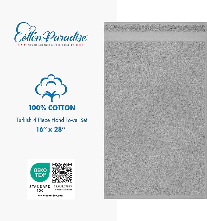 Cotton Paradise Hand Towels for Bathroom, 100% Cotton Turkish 4 Piece Hand - Image 4