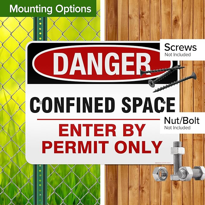 Danger Confined Space Enter By Permit Only Sign, 24x30 Inches, 3M EGP Reflective .080 Aluminum, Fade Resistant, Made in USA by My Sign Center