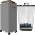 Laundry Hamper with Wheels, 75L Rolling Laundry Basket with Lid by Wuevu