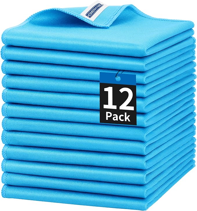 Microfiber Glass Cleaning Cloth, 12 Pack Window Glass Cleaning Rags, Reusable by HOMERHYME
