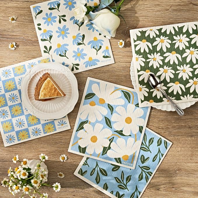 RECYCO Swedish Dishcloths for Kitchen | 5 Pack Daisy Dreams Washable Dish Rags - Image 2