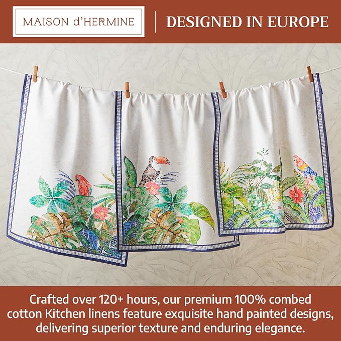 Maison d' Hermine Kitchen Towels Set of 3 100% Combed Cotton 27.50"x20" - Image 3
