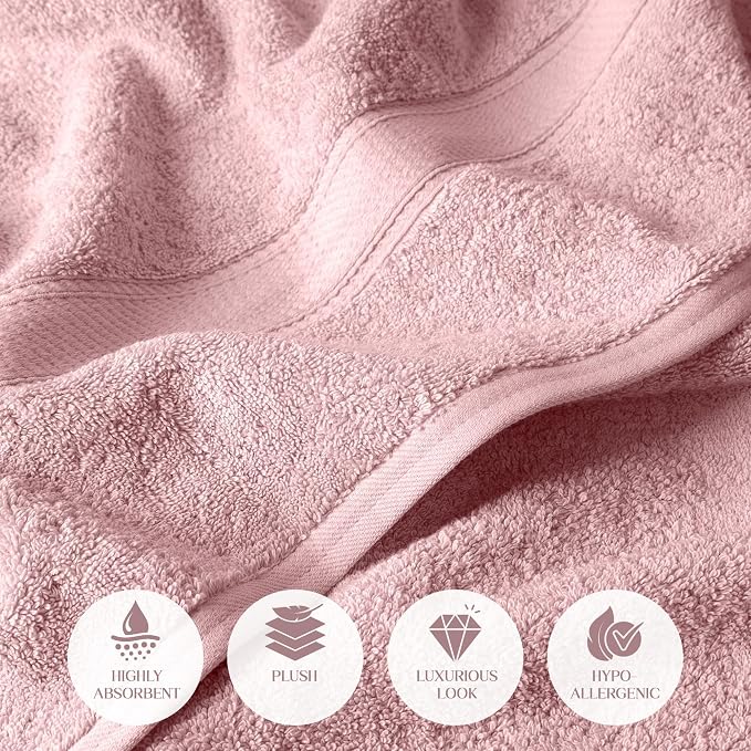SUPERIOR Egyptian Cotton Ultra Plush & Absorbent, 3 Piece Set, Tea Rose | Quick - Image 5