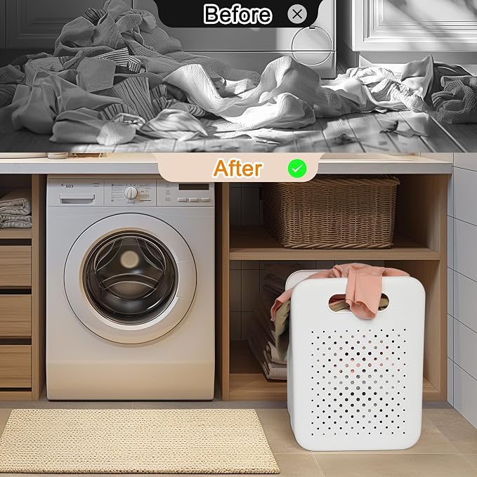 Goderewild Small Collapsible Laundry Basket, Space-Saving Wall-Mounted Hamper - Image 5