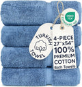 Chakir Turkish Linens 100% Cotton 4-Pack Bath Towels 27x54, Wedgewood | Premium by ChakirTurkishLinens