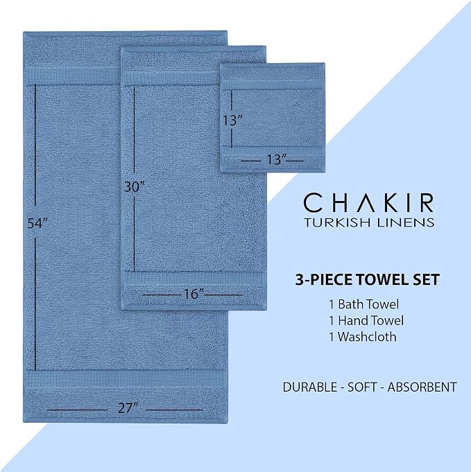 Chakir Turkish Linens 100% Cotton Personalized 3-Piece Set, Wedgewood | - Image 7