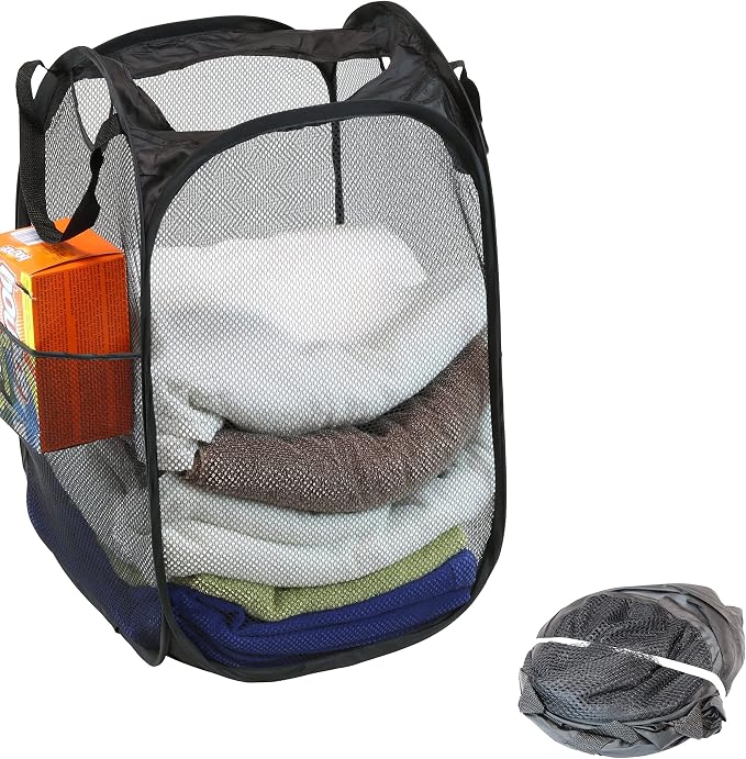 Simple Houseware Mesh Pop-Up Laundry Hamper Basket - Image 2