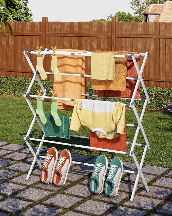 3-Tier Foldable Clothes Drying Rack, 37.6" H, Tool-free Assembly, Extendable - Image 8