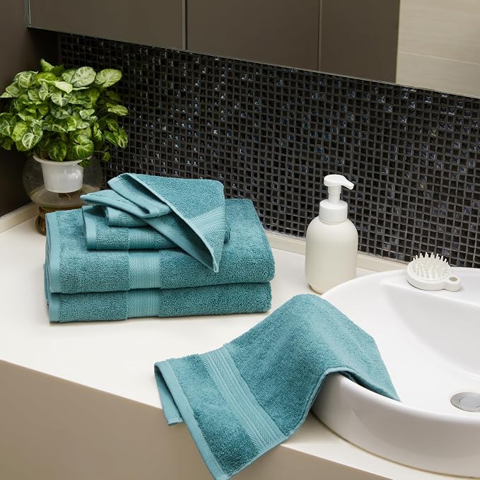 Amazon Basics Fade-Resistant Soft & Absorbent Bath, Hand and Washcloth Towel Set - Image 7