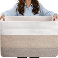 75L Laundry Basket Hamper, Gradient Brown/White by Hobasket