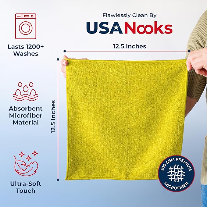USANOOKS Microfiber Cleaning Cloth Yellow - Image 2