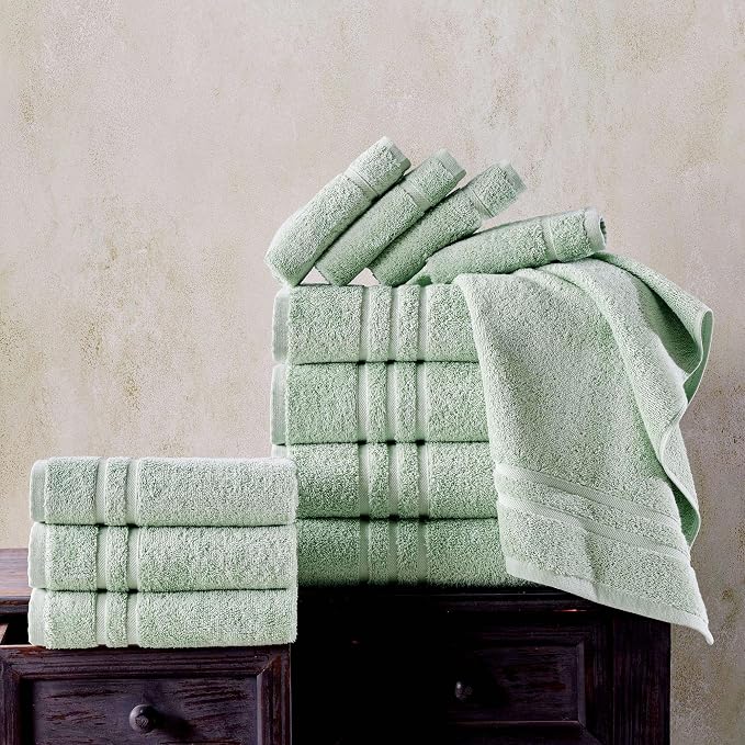 Hawmam Linen Light Green Bath Towels 4 Pack Soft and Absorbent - Image 4