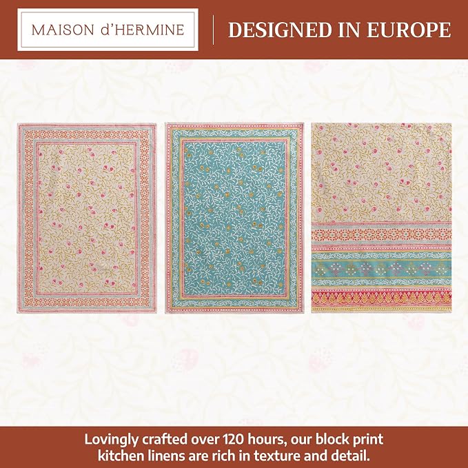 Maison d' Hermine Kitchen Towels Set of 3 Reusable 100% Cotton 27.50" x 20" - Image 2