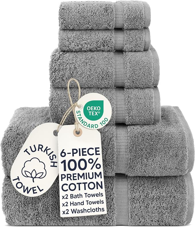 Chakir Turkish Linens 100% Cotton 6-Piece Towel Set, Oeko-Tex Certified: 2 Bath by ChakirTurkishLinens