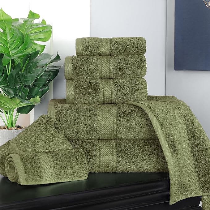 Superior Egyptian Cotton Ultra Plush & Absorbent, 8 Piece Set, Forest Green | - Image 10