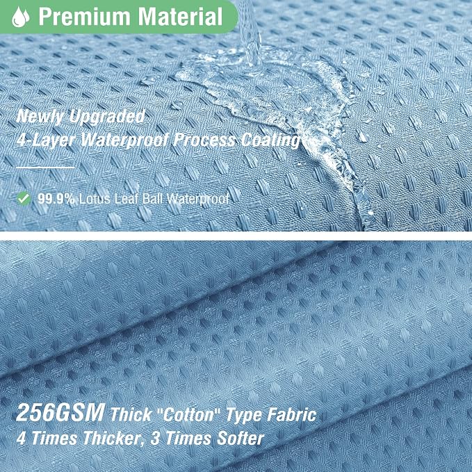 Dynamene Extra Wide Waffle Shower Curtain 256 GSM 108"x72" Moonlight Blue - Image 4