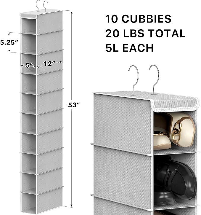 Simple Houseware 10 Shelves Closet Hanging Shoe Organizer, Holds Up to 20 lbs - Image 2