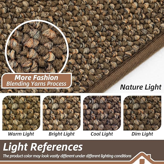 BEQHAUSE Dirt Trapper Door Mat 24" x 60", Non-Slip Washable Doormats Entrance Mat, Dirt Resistant and Absorbent Welcome Mat, Low Profile Floor Mats for Front Back Door and Entryway, Brown