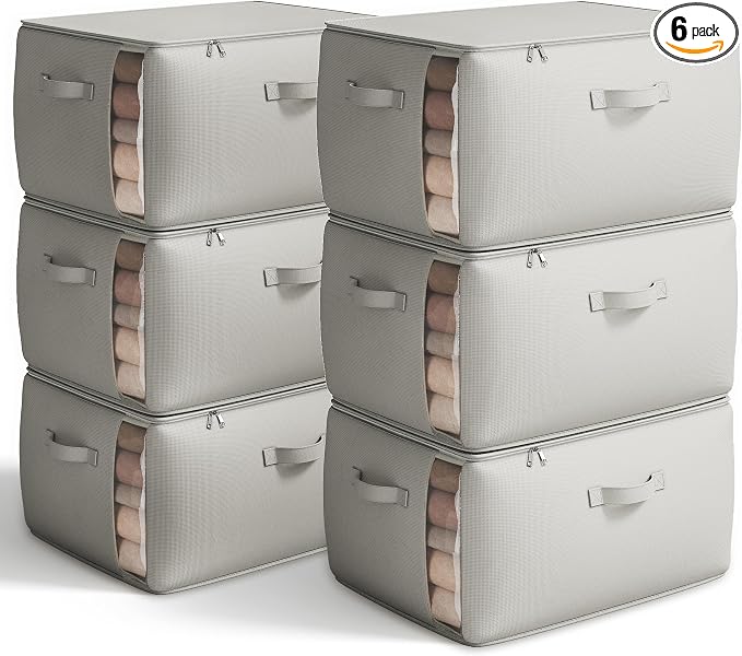 6 Pack Canvas Comforter Storage Bags by Vailando