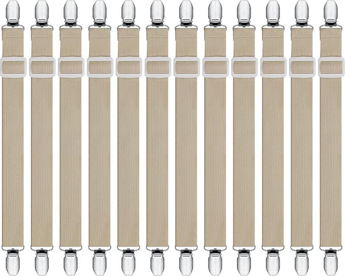 Boao 12 Pcs Bedsheet Strap Elastic Clip, 8-12 Inch Length | Sturdy Metal Clips by Boao