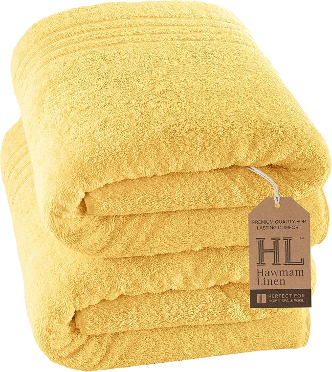 Hawmam Linen Jumbo Large Bath Sheets Towels 2 Pack Soft and Absorbent by HawmamLinen