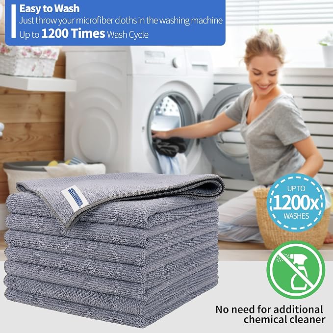 Microfiber Cleaning Cloth, Premium 8 Pack Cleaning Towels, Lint-Free - Image 6