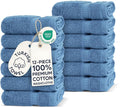 Chakir Turkish Linens 100% Cotton 12-Pack Washcloths 13x13, Wedgewood | Premium by ChakirTurkishLinens