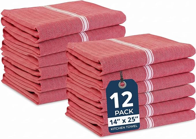 LANE LINEN 100% Cotton Kitchen Towels Absorbent Lint-Free 12 Pack by LaneLinen