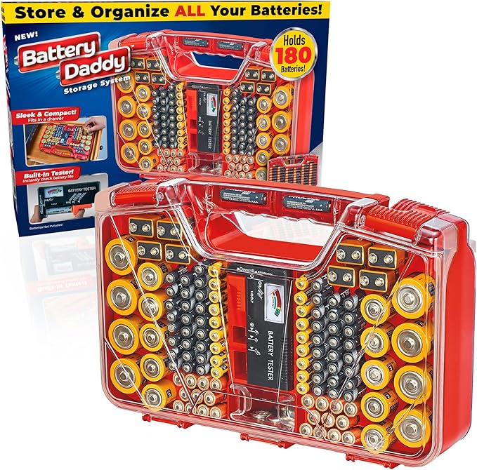 Ontel Battery Daddy Storage & Organizer Case w/Tester, Stores & Protects Up to by Ontel