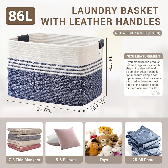 86L Woven Laundry Basket Hamper - Image 2