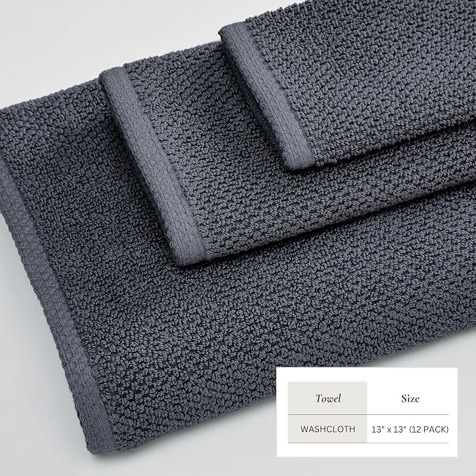 Great Bay Home 100% Cotton 12-Pack 13x13 Wash Cloth - Image 4