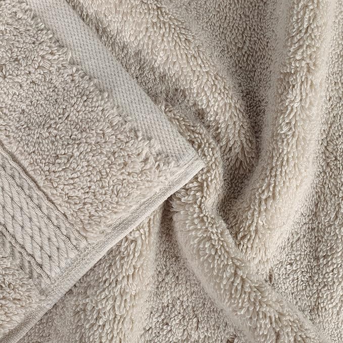 SUPERIOR Egyptian Cotton Pile Heavyweight Bath Sheet, 2 Piece Set, Stone | - Image 5