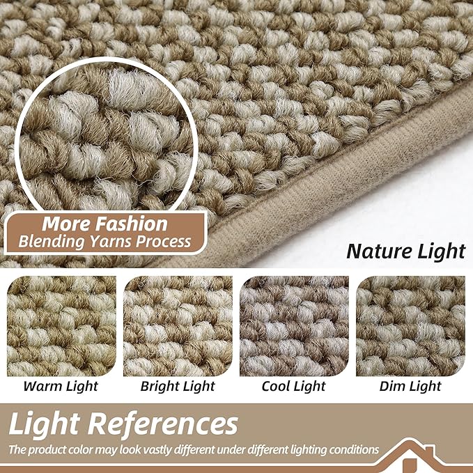 BEQHAUSE Dirt Trapper Door Mat 20" x 48", Non-Slip Washable Doormats Entrance Mat, Dirt Resistant and Absorbent Welcome Mat, Low Profile Floor Mats for Front Back Door and Entryway, Light Beige