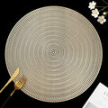 FAVE 10PCS Gold Vinyl Round Placemats, Wheat Sheaf Design 15 Inch Placemats Set of 10 Washable for Dining, Events, Banquet, Home & Daily Use (Gold Wheat,10pcs)