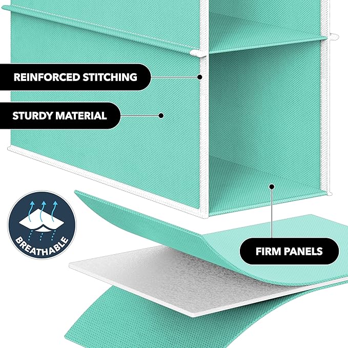 Simple Houseware 10 Shelves Closet Hanging Shoe Organizer, Turquoise | Dual - Image 5