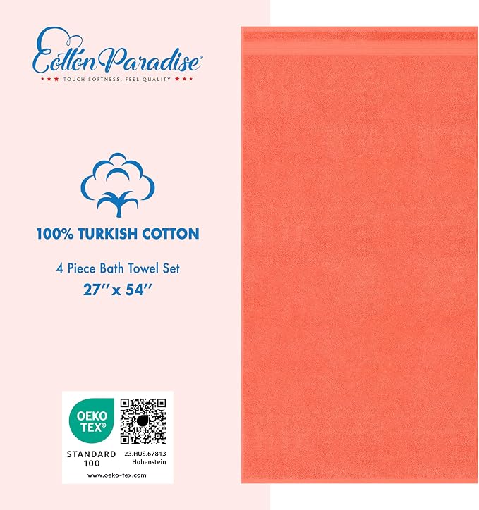 Cotton Paradise 100% Cotton Turkish Towel Set, Soft Absorbent Quick Dry - Image 4