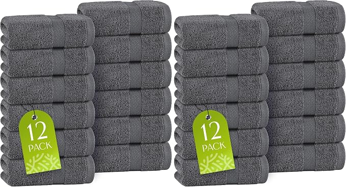 White Classic Dark Gray Washcloths Set by WhiteClassic