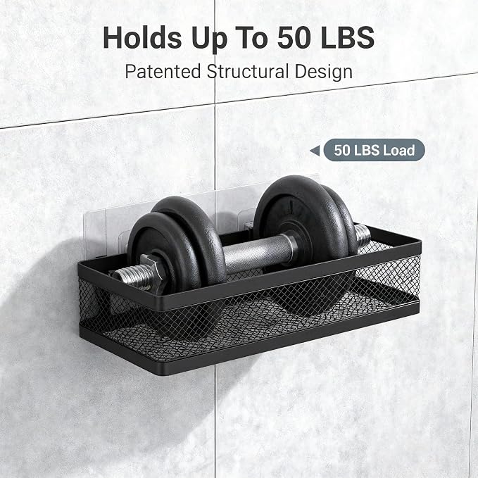 PUSDON Mesh Shower Caddy Wall Mount, Heavy Duty Adhesive Bathroom Shelf - Image 6