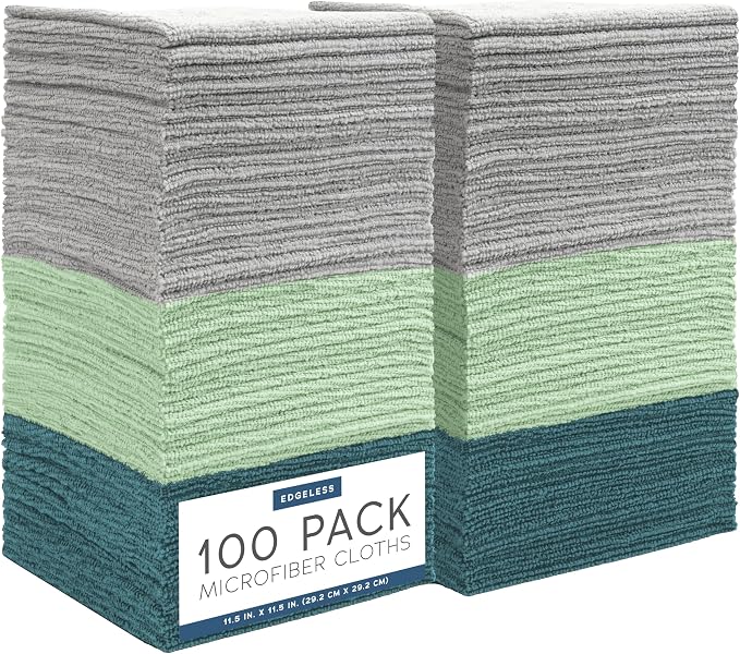 S&T INC. Microfiber Cleaning Cloth, 100 Pack, 11.5" x 11.5" by STINC