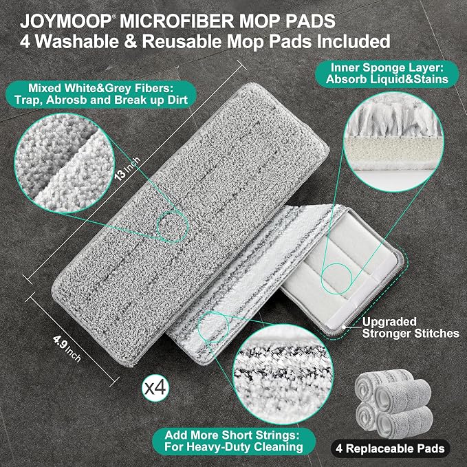 JOYMOOP Flat Mop System, Microfiber Mop and Bucket Set, Hands-Free Floor - Image 8