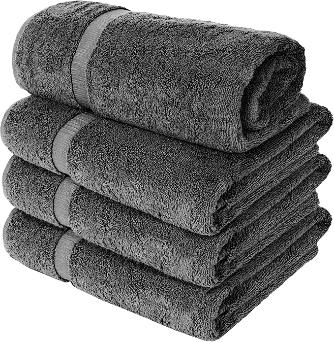Chakir Turkish Linens 100% Cotton 4-Pack Bath Towels 30x60, Dark Gray | Premium - Image 3